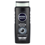 Nivea, Для мужчин, активное очищающее средство для душа, глубокое очищение, с натуральным углем, 500 мл (16,9 жидк. унц.)
