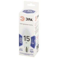 Лампа светодиодная ЭРА STD LED B35-15W-860-E14 15Вт свеча холодный дневной свет Е14 | Лампы cветодиодные Свеча (B/C)