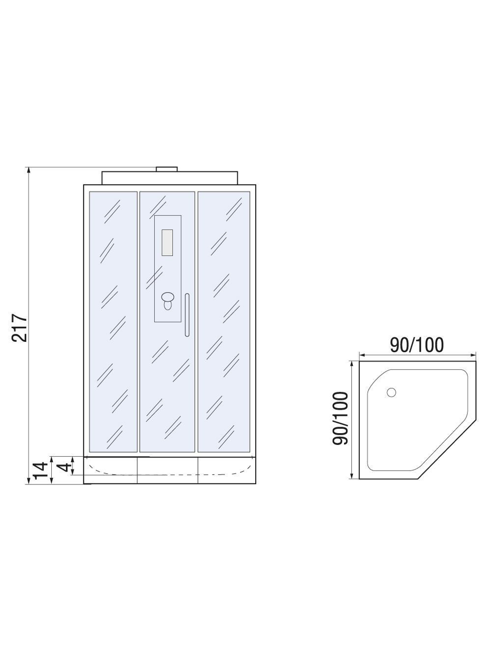 Душевая кабина RIVER PENTA 90 90х90х217 10000003116 Универсальная Пятиугольная