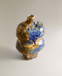 ZARA HOME КРАСОЧНАЯ ВАЗА АССИМЕТРИЧНОЙ ФОРМЫ, СИНИЙ