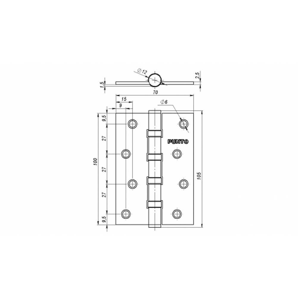Петля универсальная 4B 100*70*2.5 AB (бронза)