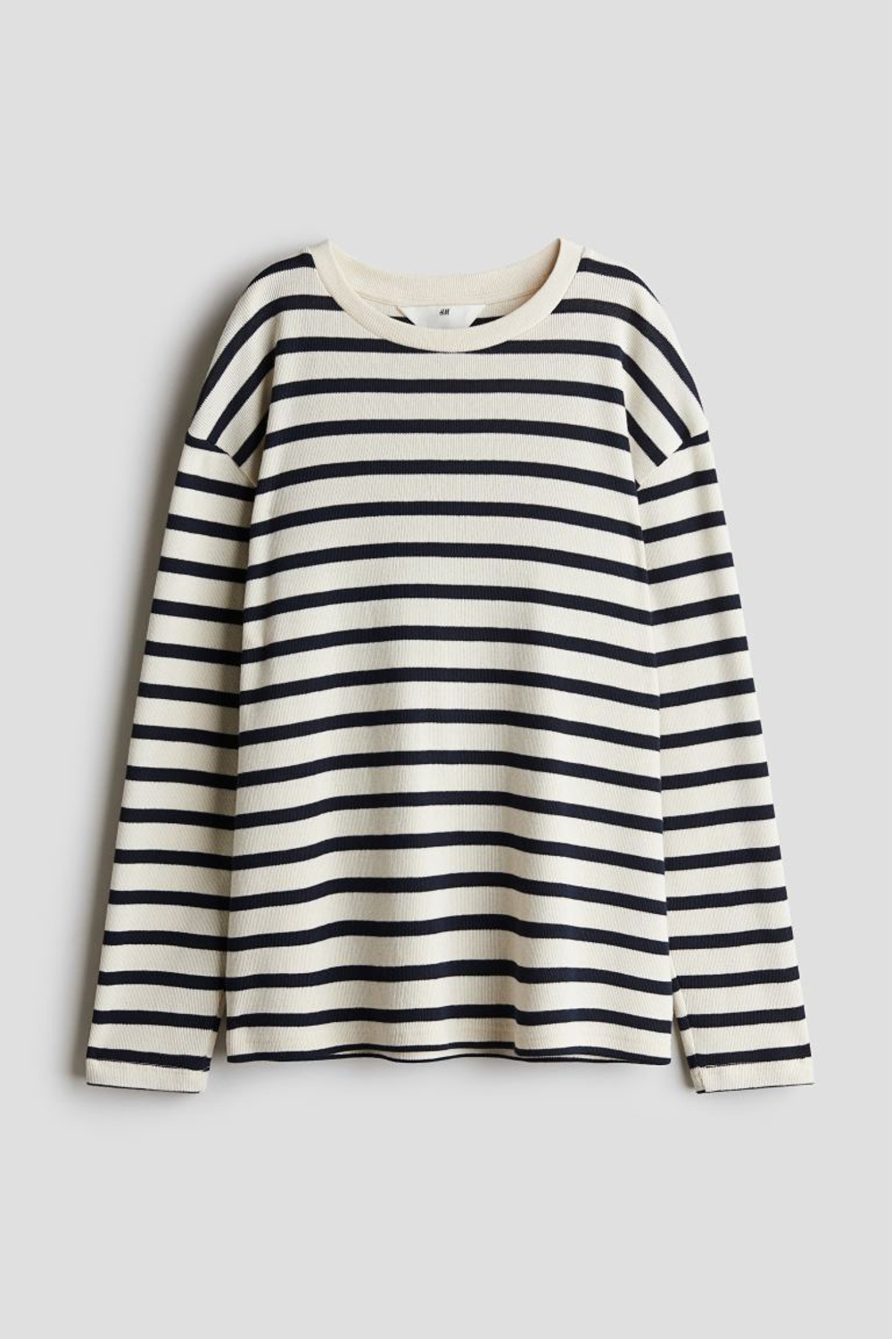 H&M Лонгслив из рельефной ткани, белый