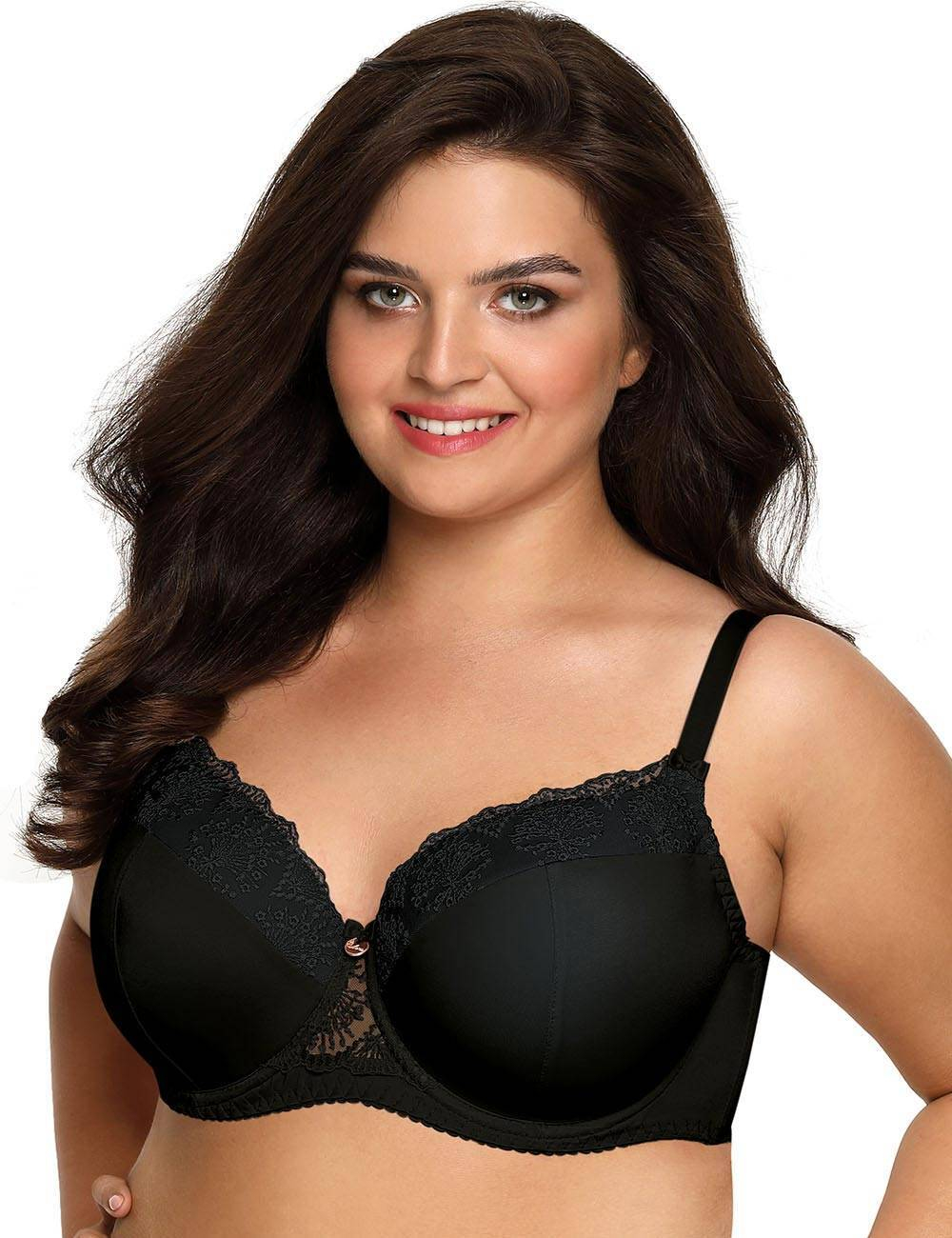 Бюстгальтер plus size с эффектной вышивкой на чашках (Размер: 85J) (Цвет: телесный)