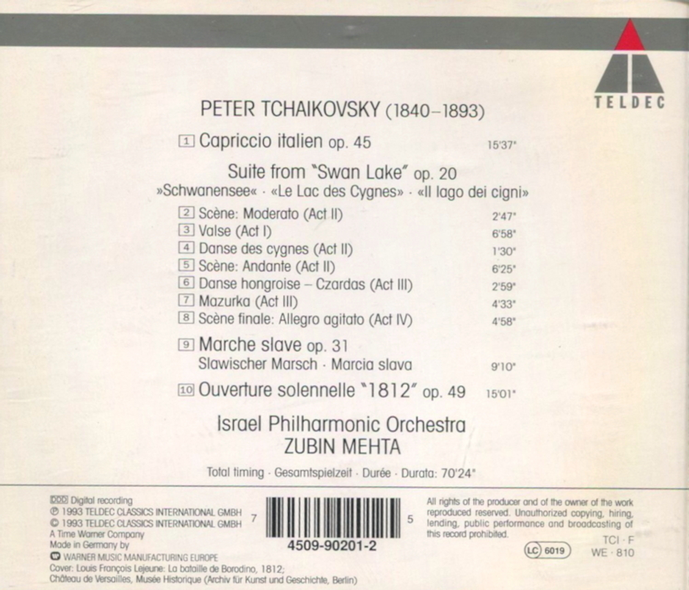 Israel Philharmonic Orchestra, Zubin Mehta / Pyotr Ilyich Tchaikovsky: Overture 1812 (CD)
