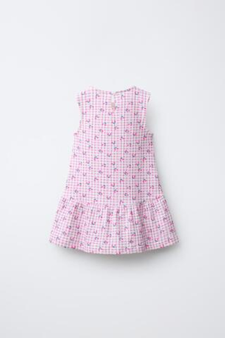 ZARA ПЛАТЬЕ В ПОЛОСКУ С СЕРДЦАМИ, ЦВЕТ МАЛЬВЫ