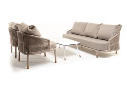 "Верона" лаунж-зона 5-местная плетеная из роупа (веревки), каркас алюминиевый белый, роуп бежевый