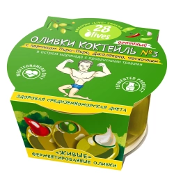 Оливки Коктейль №3 с перчиком Пири-Пири, Джалапено и чесночком 28Olives, 150 г, упаковка спереди