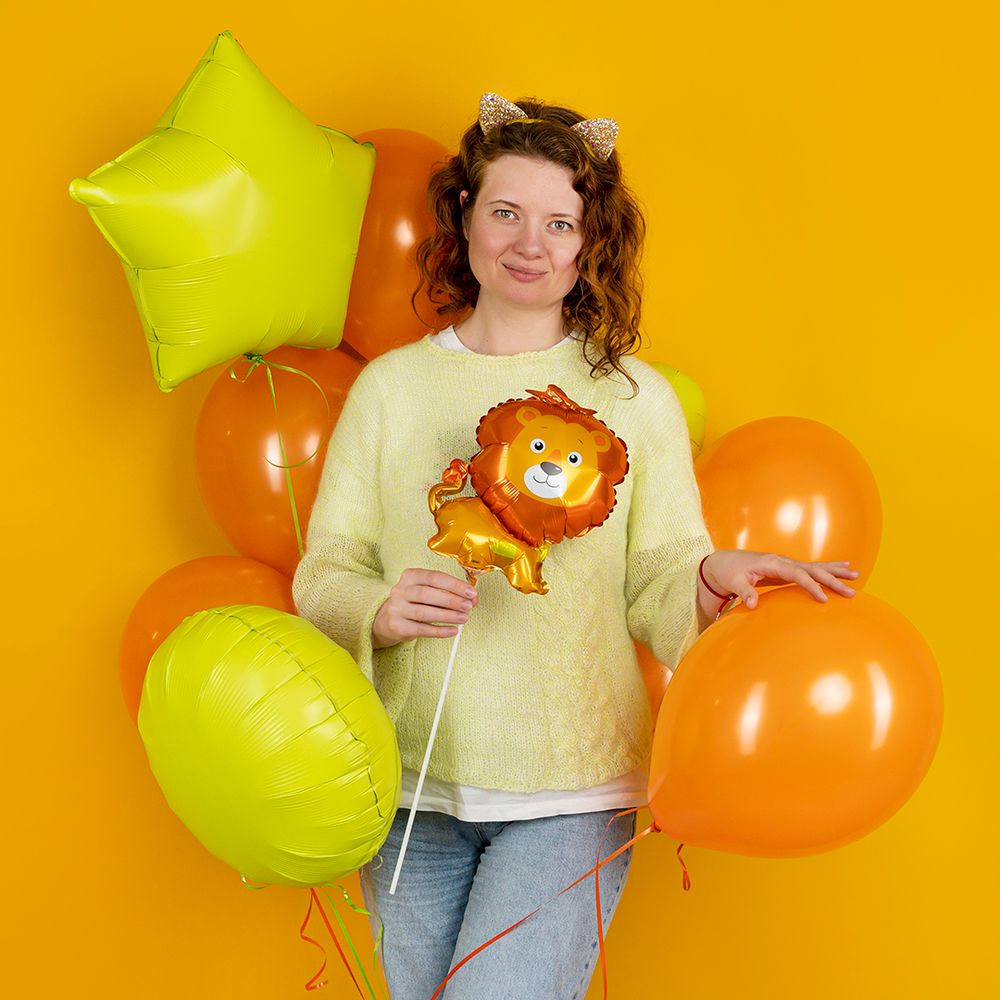Шар с клапаном (12''/30 см) Мини-фигура, Лев, 1 шт.