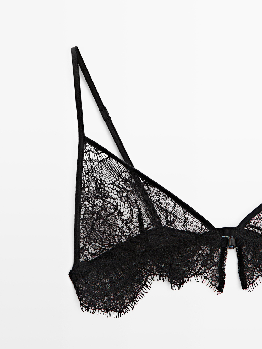 Massimo Dutti Топ-бралетт из смесового хлопка с кружевом, черный