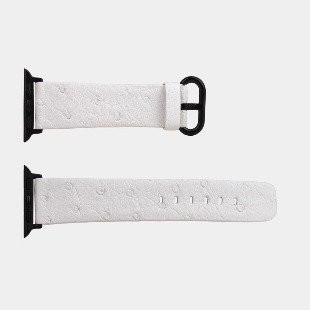 Ремешок для Apple Watch 40/41/42 mm из кожи страуса, белого цвета