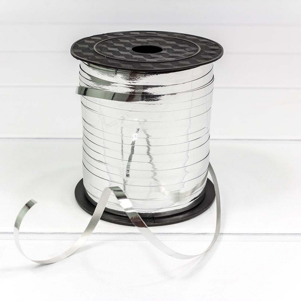 Лента Полипропилен 0,5см х 274м бобина металлизированная (Серебряный)