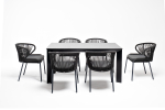 "Венето" обеденная группа на 6 персон со стульями "Милан", каркас темно-серый, роуп темно-серый