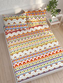 Постельное белье Сказка "Орнамент" 2-спальный Наволочка 50х70 см 2 шт Простынь на резинке 160х200 см Пододеяльник 175х215 см, перкаль