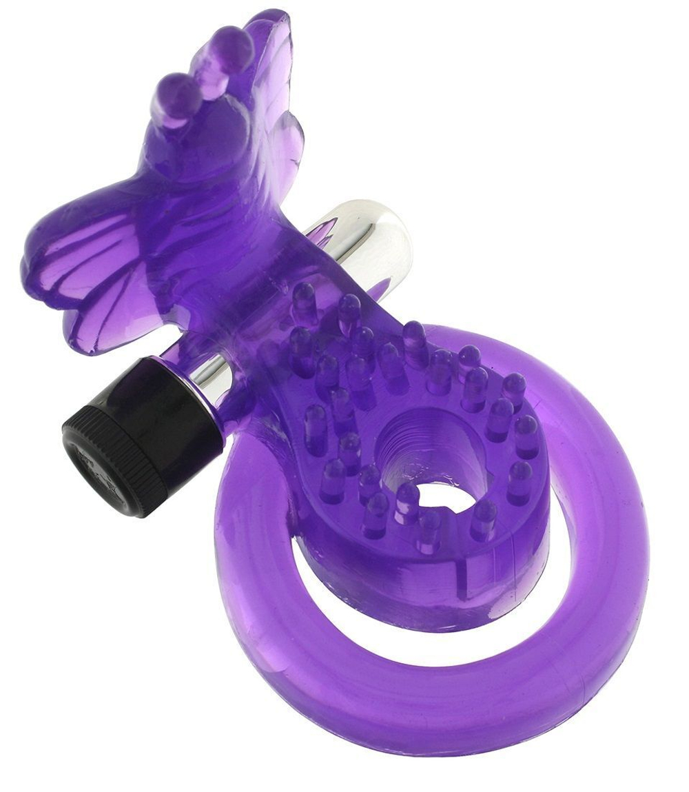 Эрекционное кольцо с вибрацией COCK&BALL RING BUTTERFLY JELLY VIBE (Цвет: фиолетовый)