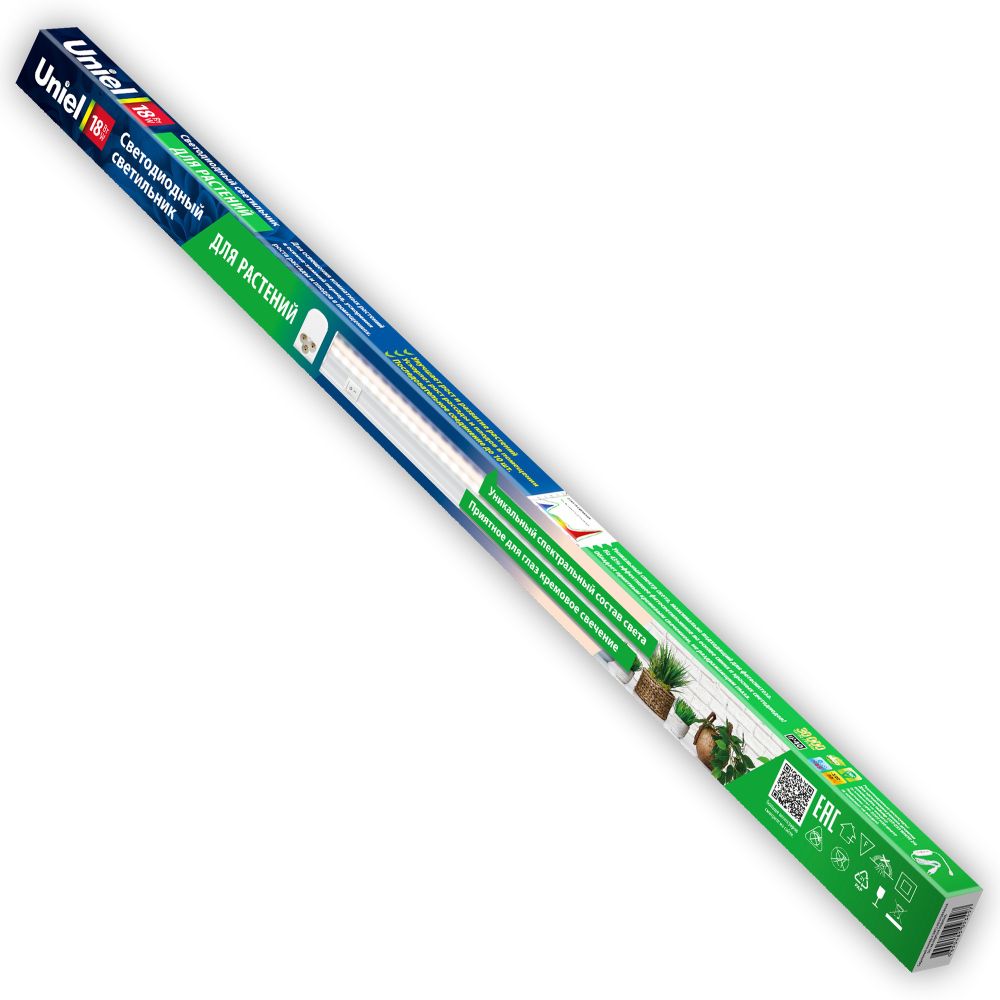 ULI-P10-18W-SPFR IP40 WHITE Светильник для растений светодиодный линейный. 560мм. выкл. на корпусе. Спектр для фотосинтеза. TM Uniel