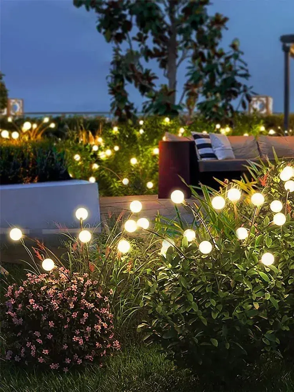 Декоративный уличный светильник 10 ламп на солнечной батарее "Фонарик светлячок"