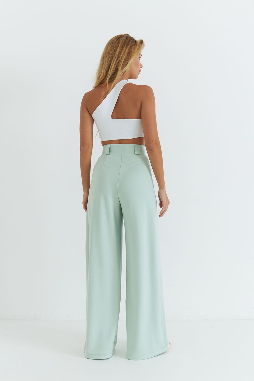 Брюки палаццо мятного цвета