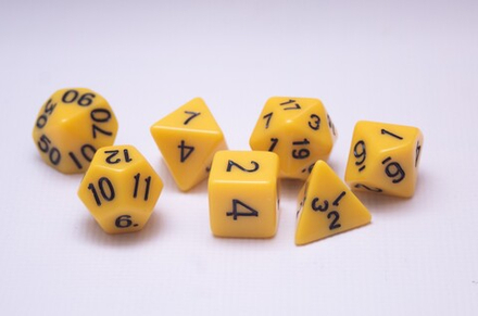 Одноцветный набор кубиков для D&D желтый