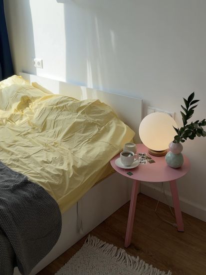 Комплект постельного белья из стираного перкаля светло-желтого цвета из коллекции essential, 150х200 см