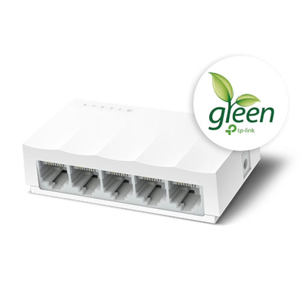 TP-Link LS1005  5-портовый настольный коммутатор 10/100 Мбит/с, 5 портов RJ45 10/100 Мбит/с, настольный пластиковый корпус