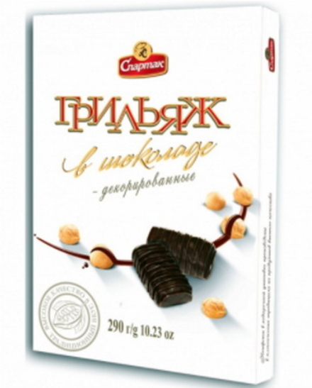 Конфеты "Грильяж в шоколаде" 290г. Спартак