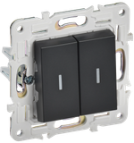 SKANDY Выключатель 2-клавишный с индикацией 10А SK-V09Bl черный IEK