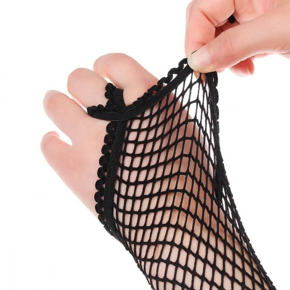 Перчатки в сетку на один пальчик черные