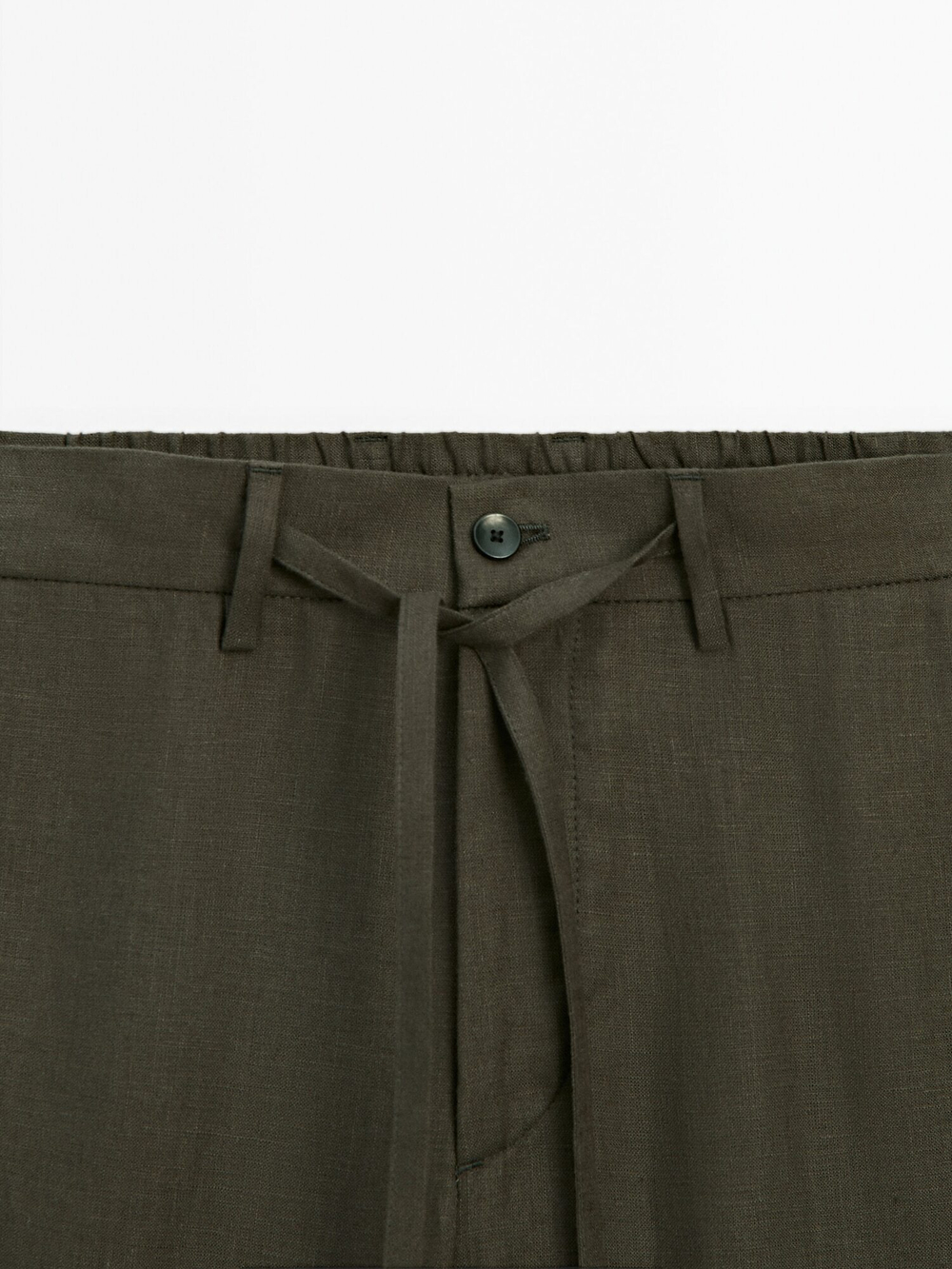 Massimo Dutti Брюки-джоггеры из 100% льна, темно-зеленый