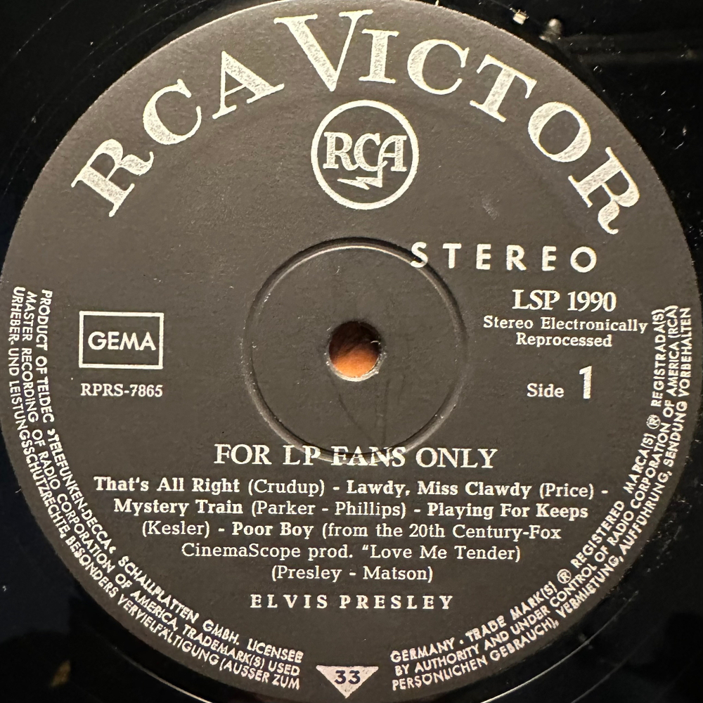Elvis Presley ‎– For LP Fans Only (Германия)