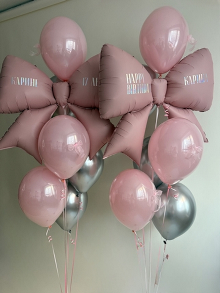 Композиция из гелиевых шаров Розовые бантики