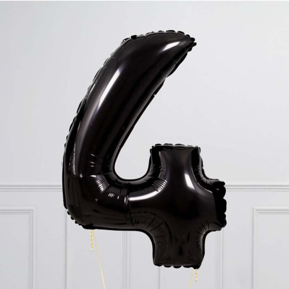 FM Шар 40" / 102 см "Цифра 4" Черный (БГ-60)  Изображение3