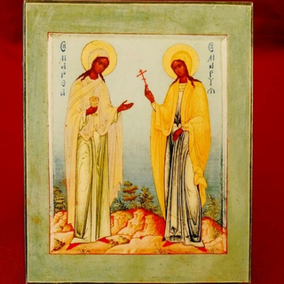 Икона святые Марфа и Мария на дереве на левкасе