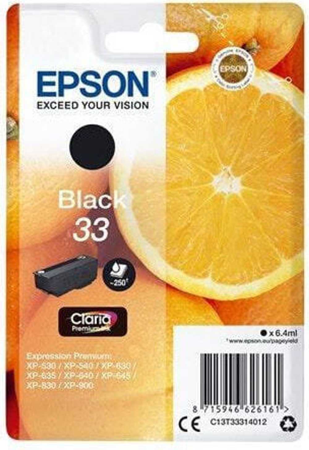 Картридж струйный Epson T3331 C13T33314012 Black