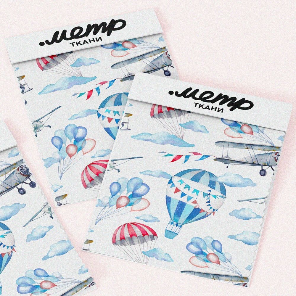 Ткань шелк Армани самолеты и воздушные шары