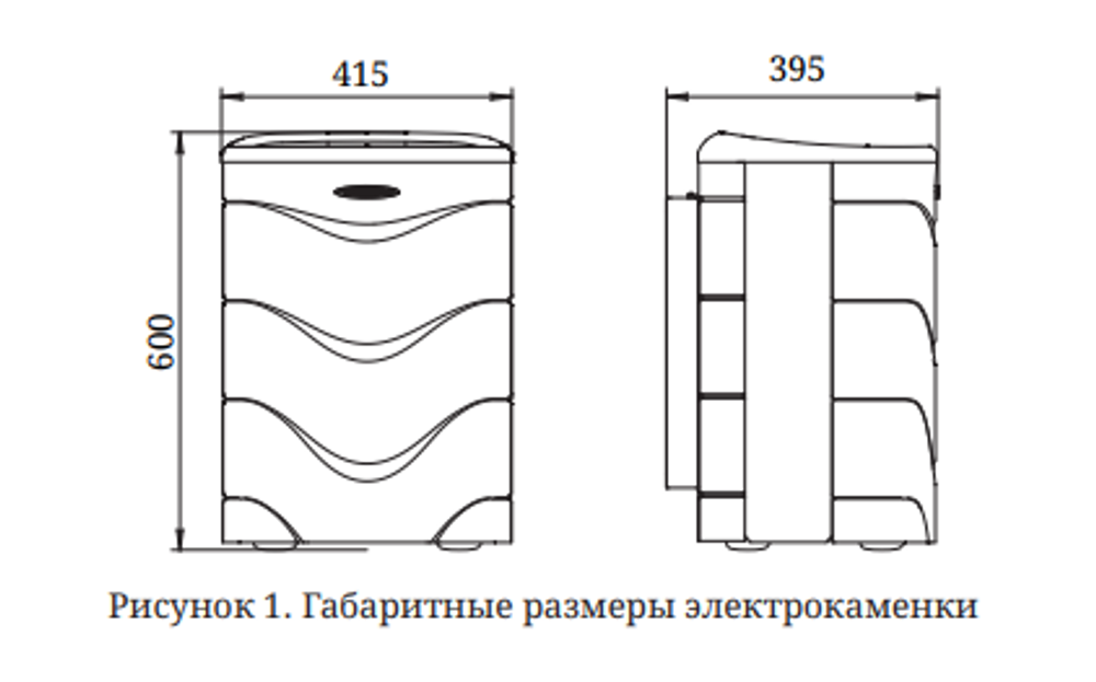 Электрокаменка Примавольта, 9кВт, черная бронза габариты