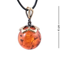 AM-3962 Подвеска «Шар Фиалка» (латунь, янтарь)