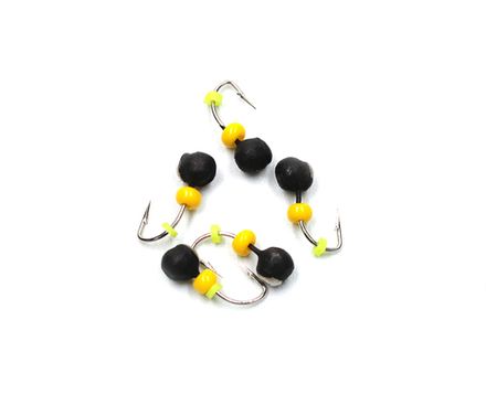 Мормышка вольф"ЯМАН"Дробь с коронкой из никеля, d-5 мм, вес 1,2 г, бисер и кембрик, цв. флуор. желтый