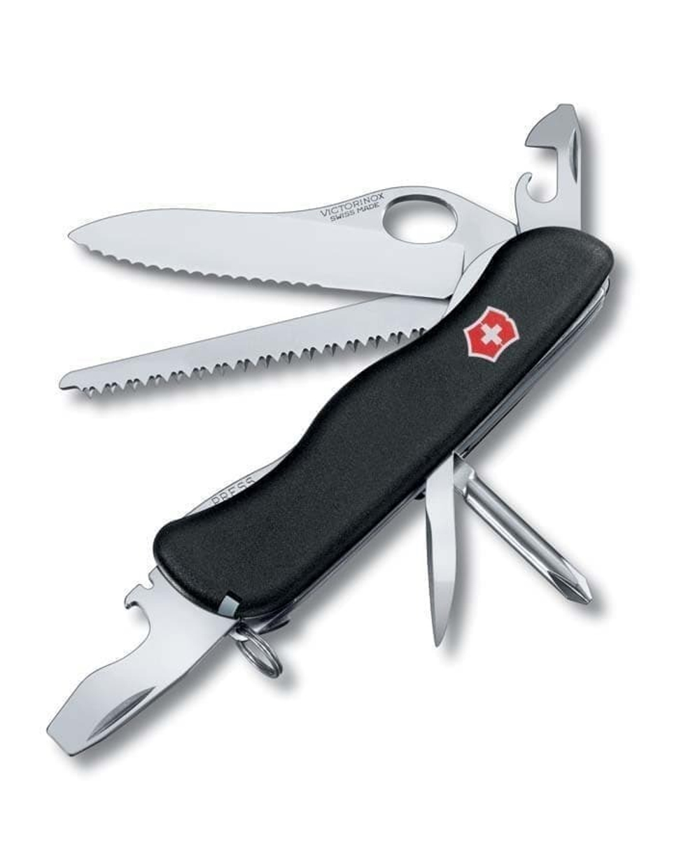 Нож перочинный VICTORINOX Trailmaster One Hand, 111 мм, 12 функций, с фиксатором лезвия, чёрный