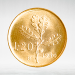 Italy 20 Lire 1980 R "Oak Branch", AU