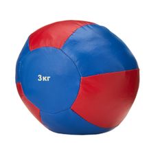 Медбол 3C145-K64, 3кг, иск.кожа, наполнитель резиновая крошка, диам. 21 см, маш сшивка, сине-красный