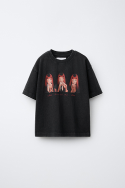 ZARA ФУТБОЛКА С ЭФФЕКТОМ ПОТЕРТОСТИ JENNIE RUBY®, АНТРАЦИТОВО-СЕРЫЙ