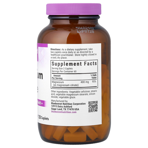 Bluebonnet Nutrition, цитрат магния, 120 капсул (200 мг в 1 капсуле)
