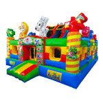 Коммерческий надувной батут «Звериный мир» с горкой и аркой, 6*5*4.2 м.