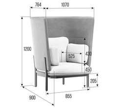 Stato Диван одноместный с высокой спинкой STA-01 Velutto 13/Velutto 14/Металл Черный 1070*900*1200