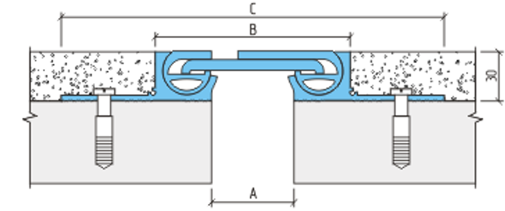 АКВАСТОП ДВА-30/050 Закладной деформационный шов алюминиевый (3м), м.п.