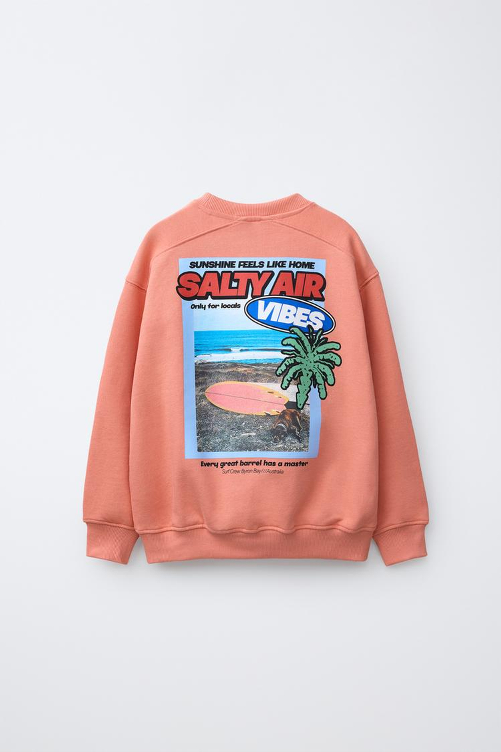 ZARA ТОЛСТОВКА С ПРИНТОМ, КОРАЛЛОВЫЙ