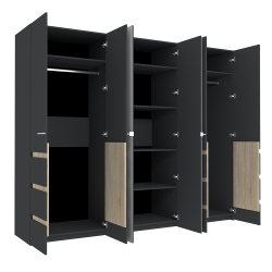 Шкаф для одежды и белья Анона, антрацит