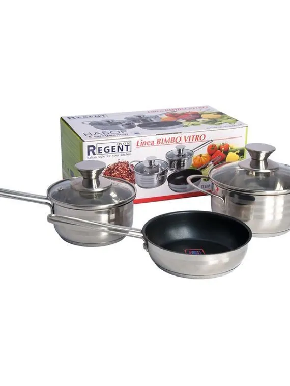 Набор Linea BIMBO vitro 5 предметов: ковш 0.7 л, кастрюля 1 л, сковорода d=14x4 см