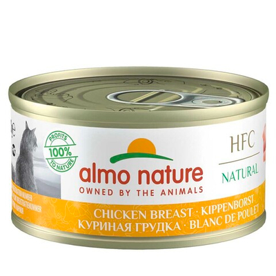 Almo Nature консервы для кошек "HFC Natural" с куриной грудкой (75% мяса) 70 г банка