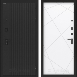 Входная металлическая дверь Бункер HIT Хит B-06 черный кварц / ФЛ-291 Белый софт